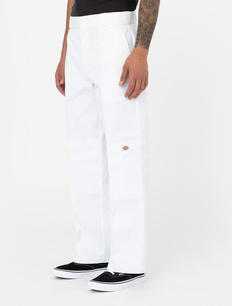 Loose Fit Double Knee Work Pants - WHITE