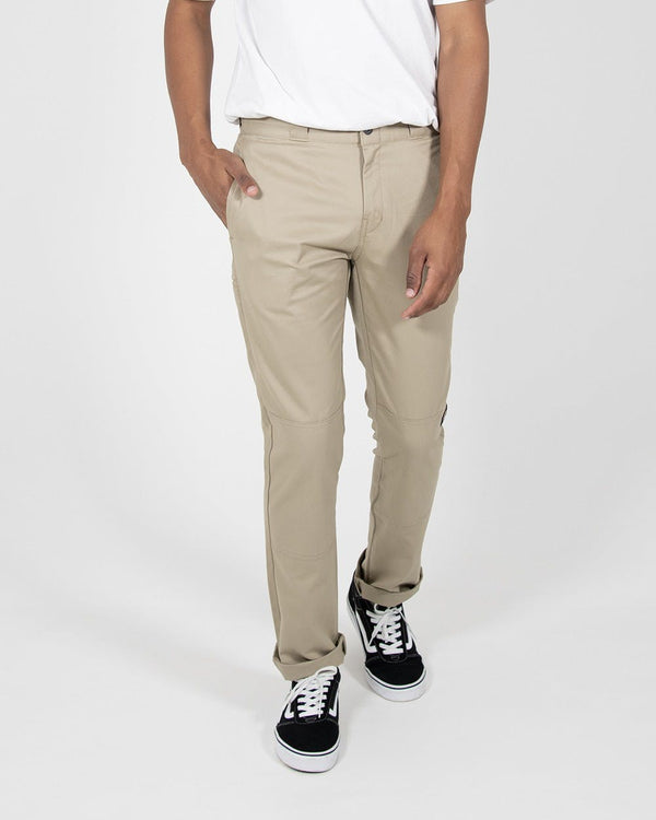 Slim Fit Double Knee Work Pants - Desert Sand