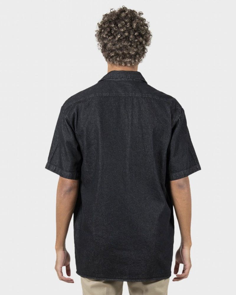 Denim Short Sleeve Work Shirt - BLACK