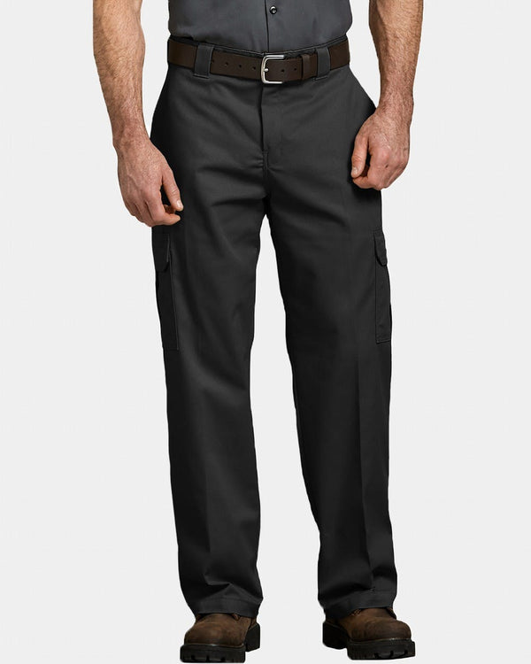 Slim Fit Straight Leg Cargo Pants - BLACK