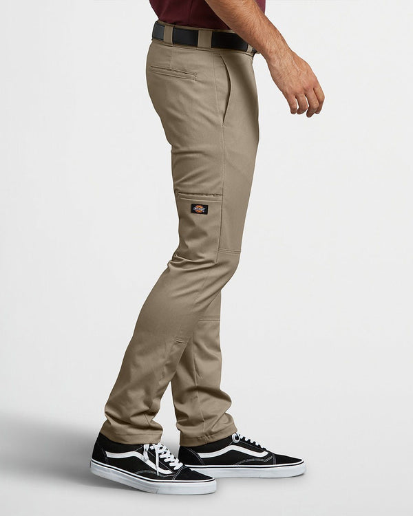 Skinny Fit Double Knee Work Pants - DESERT