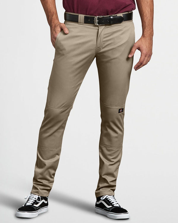 Skinny Fit Double Knee Work Pants - DESERT