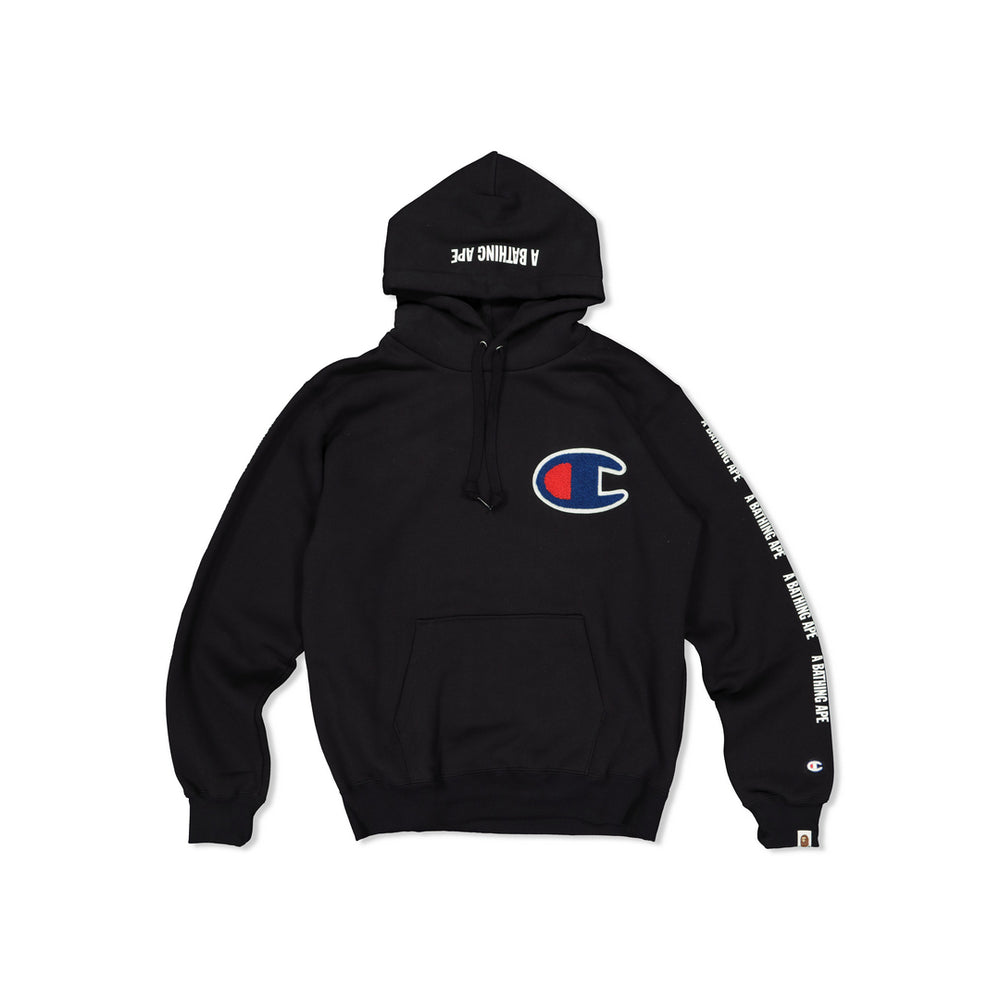 BAPE x CHAMPION BLACK PULL OVER HOODY Custom Teez NZ