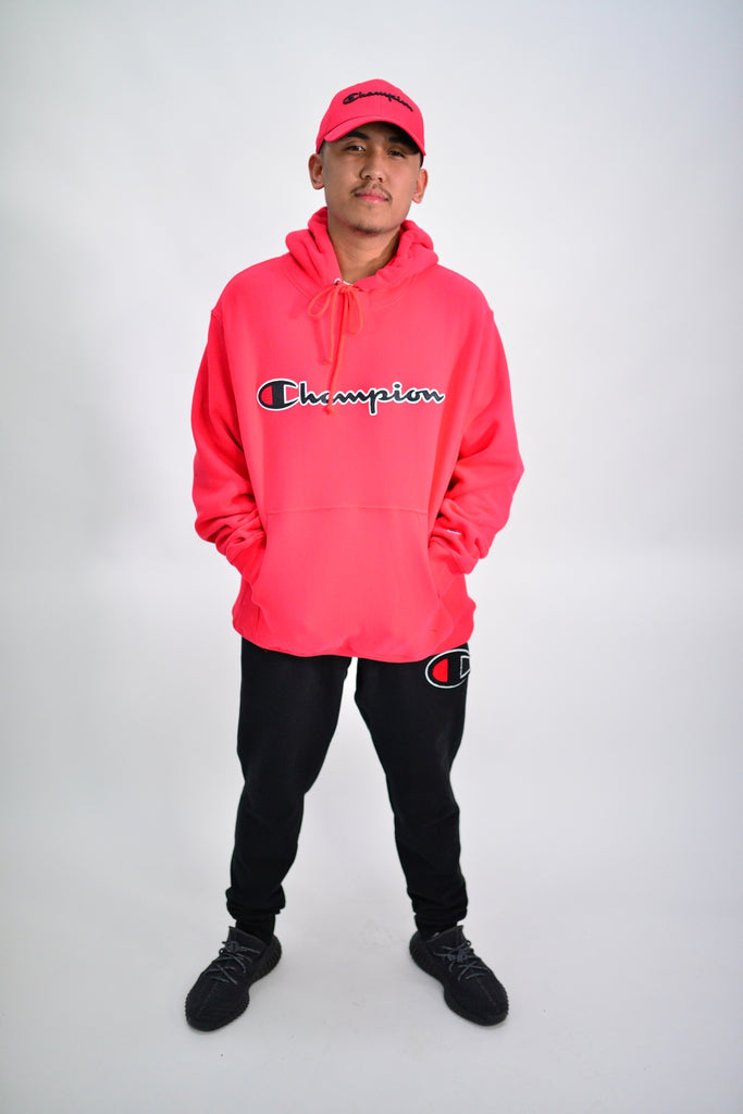 Champion reverse weave store red chainstitch hoodie