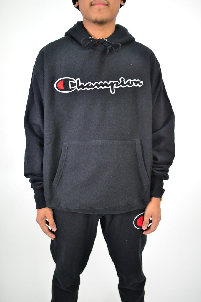 REVERSE WEAVE PULLOVER HOODIE BLACK Custom Teez NZ